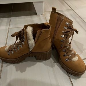 Aqua lace up boots camel color